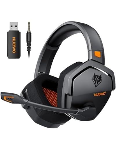 Image of NUBWO Wireless Gaming Headset with Mic for Ps5 Ps4 PC, Zero Interference, 100-Hour Battery All-Day Play, 23ms Sync for Fortnite & Call of Duty/FPS Gamers, Triple Mode All Devices Compatible - Orange
