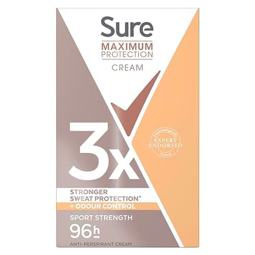 Image of Sure Women Maximum Protection Sport Strength Antiperspirant Deodorant Cream Stick with 3x stronger* sweat protection for 96 hour sweat and odour protection 45 ml