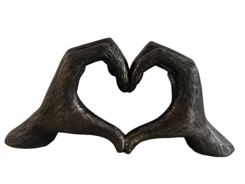 Image of Haute Collage Hands Love Gesture Sculpture Antique-Silver Gold Bronze Colour Life-Size 26cm/10'' Expression of Appreciation & LoveValentine's Day I appreciate you I love you Wedding Present (Bronze)