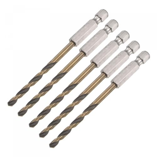 Image of TA-VIGOR 5Pcs 4mm Hex Shank Twist Drill Bit Set, 1/4 Inch Shank HSS High Speed Steel Drill Bit Set Quick Change Twist Drill Bits for Woodworking, Plastic and Metal