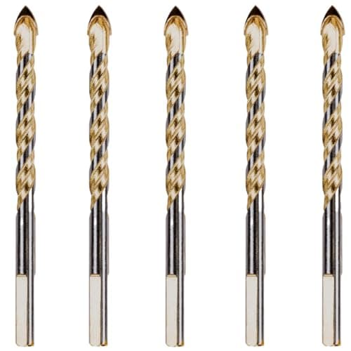 Image of 5 x Rennie Tools 4mm x 80mm Long Multi-Material Tile Drill Bits Set for Ceramic Porcelain Granite Marble Masonry Tiles Glass. Tungsten Carbide Drill Bits/TCT Tipped Drill Bit Sets