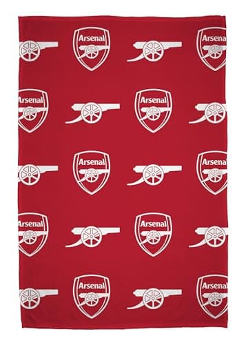 Image of Arsenal FC Officially Licensed Fleece Throw Blanket | Super Soft, Football Combo Design | Warm Super Soft Feel Red Throw | Perfect for Home, Bedroom, Sleepovers & Camping