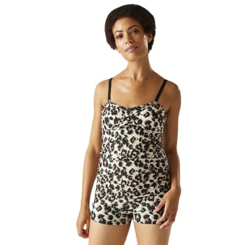 Image of Regatta Womens Aceana III Swim Swimming Beach Holiday Tankini Top - Leopard Print - 8