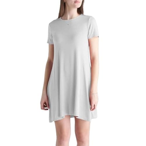 Image of P&R DANCEWEAR LTD Women’s Plain Jersey Short Sleeve Ladies Party Swing Skater Dress White 3XL