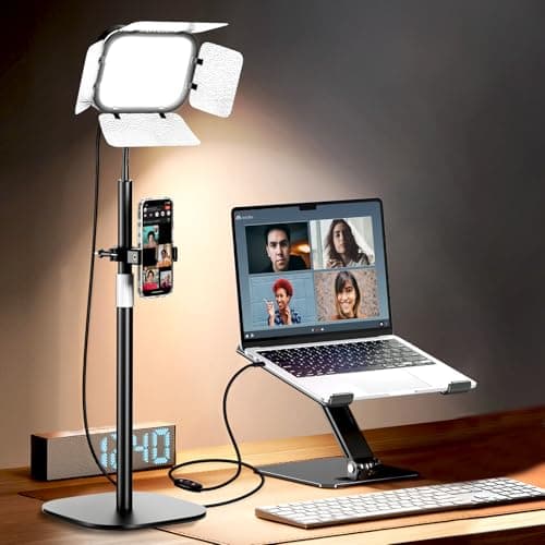 Image of EMART LED Desk Ring Light for Video Conference, Dimmable Desktop Lighting with Stand Phone Holder for Photography/Zoom Meeting/Streaming/Recording - CRI 97+ 15W Laptop Lamp For Video Calls