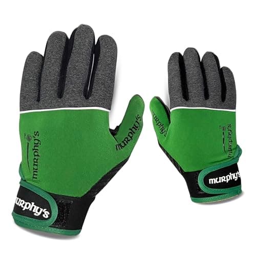 Image of Murphys V2 Gaelic Football Kid's Gloves, Premium Latex Field Players Mittens, Durable Hook and Loop Closure, Grey and Green, 5 / Under 10Y