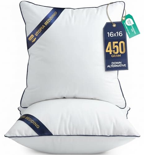 Image of Utopia Bedding Cushion Inner Pads (Pack of 2), 40x40 cm (16 x 16 inches) Cushion Stuffer Inserts, Hollowfibre Piping Pillows (White)