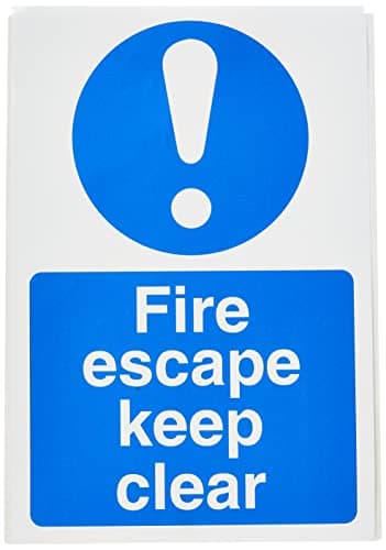 Image of Seco Fire Escape Keep Clear Sign, 200mm x 300mm - Self Adhesive Vinyl