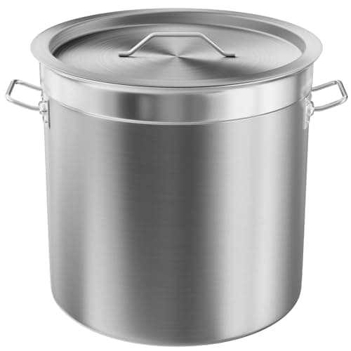 Image of TAIMIKO Stainless Steel Stockpot with Lid 3 Layer Composite Bottom Deep Stock Pot Cater Stew Soup Boiling Pan 17-115L (17Litre 28cm,with Lid)