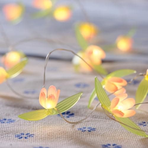Image of Lights4fun Indoor 20 Warm White Micro LED Battery Operated Mini Tulip Flower Decorative String Fairy Lights with Timer 1.9m