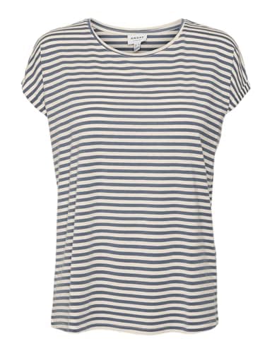 Image of VERO MODA Womens Vmava Plain Top Stripe Ga JRS Noos Shirt, China Blue/Stripes: Pristine, M UK
