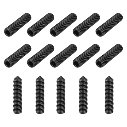 Image of sourcing map 15 Pcs M12x50mm Cone Point Set Screws, Carbon Steel Hex Socket Grub Screws for Bathroom Fixtures Repair Furniture DIY Project