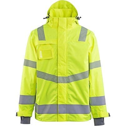 Image of TROJAN Arco Responsible Hi-Vis Waterproof Coat, Yellow, Class 3 EN ISO 20471 & EN 343 4-4-X, Breathable, Windproof, Recycled Polyester, Reflective Tape, Size L, Mens Large