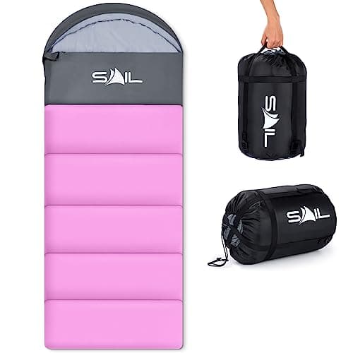 Image of SAIL 4 Season Sleeping Bag for Kids & Adults - Extra Wide, 400GSM Lightweight & Waterproof - Large XL Sleeping Bag for Camping, Indoor & Outdoor, Hiking & Backpacking - Pink