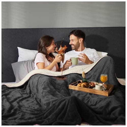Image of Sacred Weapon King Size Waterproof Blanket for Bed – Fluffy Sherpa Fleece Throw for Couples & Adults, Sofa & Couch – Love Blanket Waterproof, Splash, Stain Proof & Washable – 200x200cm Black