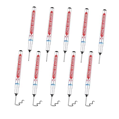Image of YLYDMY 10 Pieces Deep Hole Marker Pens,20 mm Long Head Deep Hole Marker Pen,Woodworking Markers,Marking Tool for Permanent Marking of Hard To Reach Areas