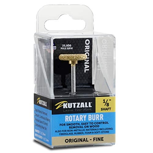 Image of Kutzall Original Rotor Saw Rotary Burr, 1⁄8" Shaft, Fine - Woodworking Attachment for Dremel, Foredom, DeWalt, Milwaukee. Abrasive Tungsten Carbide, 3⁄4" (19mm) Dia. X 1⁄8" (3.1mm) Length, RS-34-EG