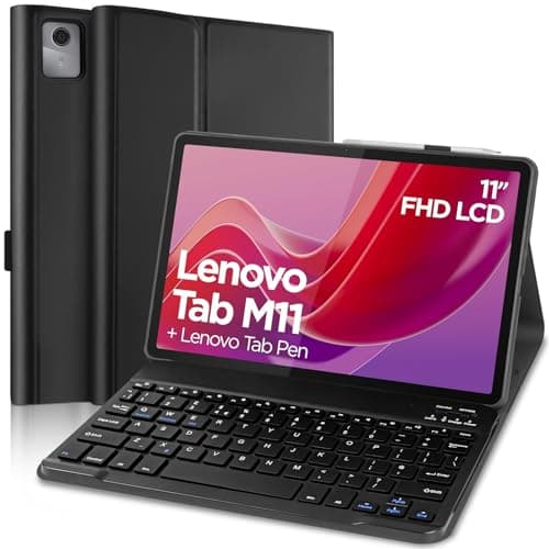 Image of Keyboard Case for Lenovo Tab M11 2024 (TB330FU/TB330XU) UK layout Detachable Keyboard with Lenovo Tab M11 Slim Smart Cover with Pen Holder Black