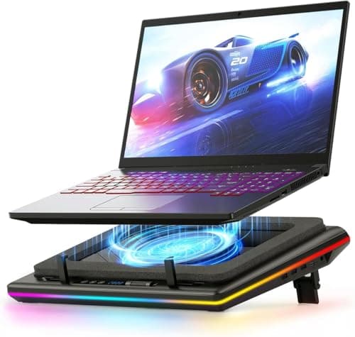Image of llano RGB Laptop Cooling Pad with Powerful Turbofan Gaming Cooler Radiator with Infinitely Variable Speed, Touch Control, LCD Screen, 3-Port USB Hub, Seal Foam for Notebook Computer 15-19in
