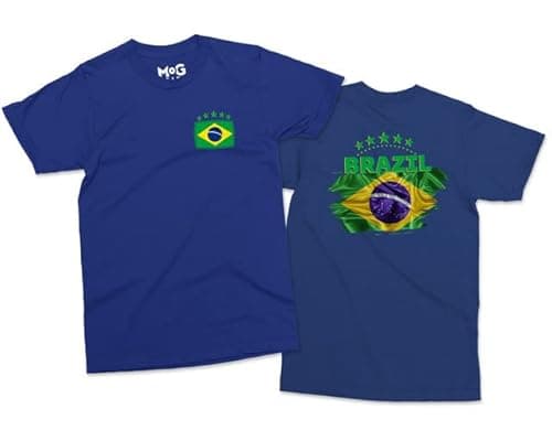 Image of Brazil Football Graphic T-Shirt - Blue - M - Copa Do Mundo Brasil Camisa - World Cup Football T-Shirt - World Team Cup Brazil Shirt - Brazil Football Shirts