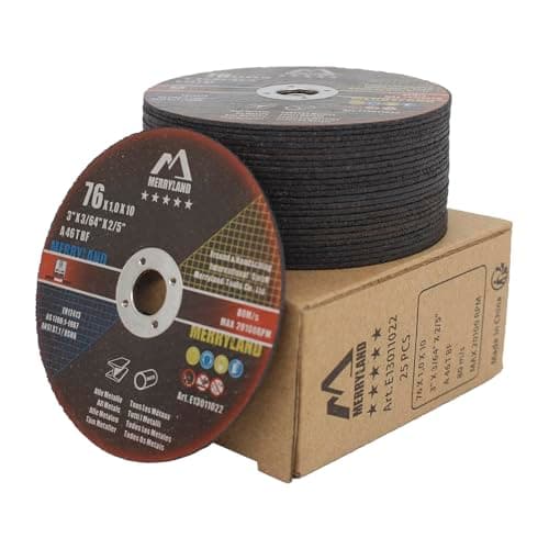 Image of Merryland Cutting Disc 76 Metal for Angle Grinder, 76 X 1.0 X 10 mm Cutting Wheel 25 Pieces, INOX Stainless Steel Iron Universal 3 inch Type 41, Expert-Line E13011022-25