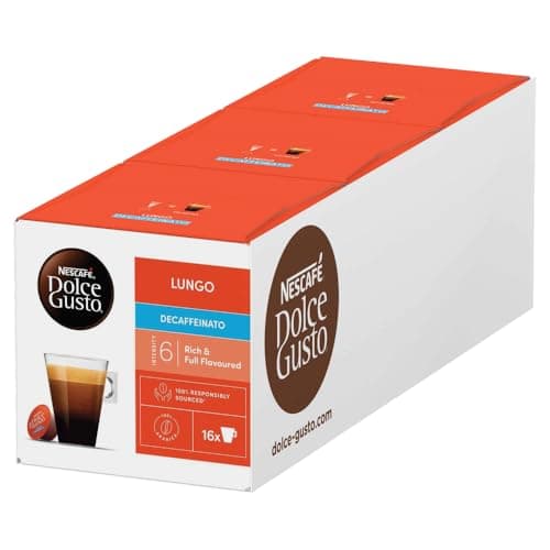 Image of NESCAFÉ Dolce Gusto Lungo Decaf Coffee Pods - total of 48 Decaffinated Coffee Capsules - (3 Packs) 16 Pods
