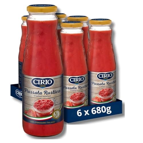 Image of CIRIO Passata Rustica, Crushed Tomatoes, Finely Chopped, Tomato Sauce, 100% Italian, Climate Neutral, Jar, 680g (Pack of 6)