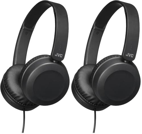 Image of JVC Foldable Lightweight HA-S31M On-Ear Headphones with Built-In Remote, Microphone and Call Handling, Black (Pack of 2)