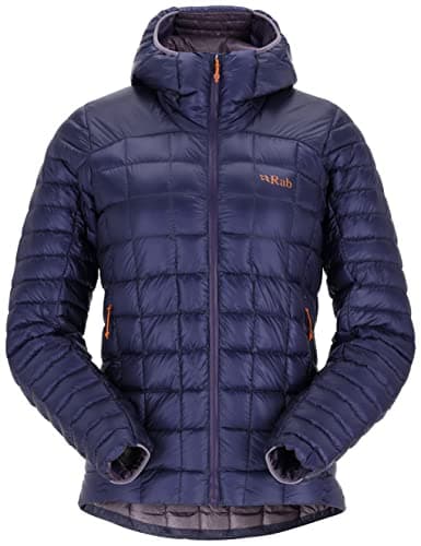 Image of Rab Women's Mythic Alpine Light Jacket Down Insulated Water-Resistant Windproof Hooded for Hiking, Trekking, Climbing, & Casual - Patriot Blue - 12