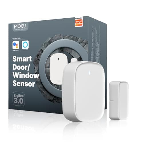 Image of MOES Smart Door and Window Sensor, Wireless Detector for Alarm System and Smart Home, Compatible with Smart Life/MOES APP, Works with Alexa Google Home Voice Control, Requires ZigBee Gateway