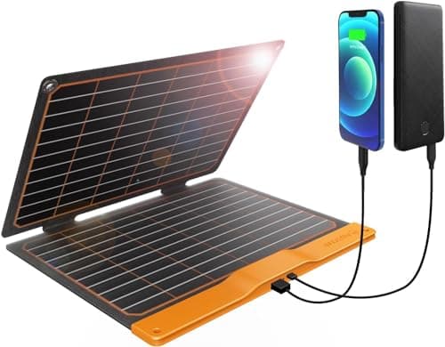 Image of FlexSolar 20W Portable Solar Panel Charger for Camping, USB-A QC3.0 USB-C Waterproof Foldable Solar Panel for Mobile Phones Laptop Cellphones Power Bank Outdoor Hiking Fishing