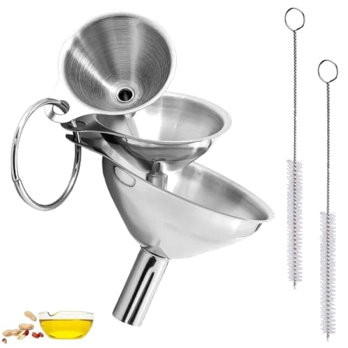 Image of 3pcs Stainless Steel Funnel Set – Versatile Kitchen Funnels for Bottles, Containers, Jam, Cooking Oils, Liquids, Powders (1.77", 2.2", 2.95") – Durable, Easy to Clean, Multi-Sized Funnels for Kitchen