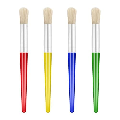 Image of GALAMAX 4 PCS Toddler Paint Brushes, Coloful Paint Brush Set Kids, Childrens Paint Brushes with Plastic Handle and Hog Bristles, Round Bristle Tip Paintbrushes for Kids Beginners Art Supplies
