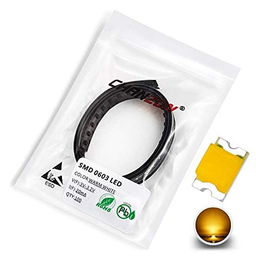 Image of Chanzon 100 pcs 0603 Warm White 3000K SMD LED Diode Lights (Small Surface Mount Chip 1.6mm x 0.8mm for PCB DC 3V 20mA) Super Bright Lighting Bulb Lamps Electronics Components Light Emitting Diodes