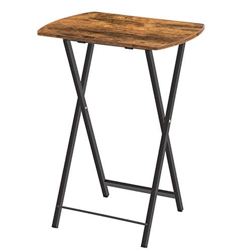 Image of HOOBRO Folding Side Table, Folding Tray Table, Snack Dinner Table for Eating at Couch, Sofa End Table for Small Space, Living Room, Industrial, Easy Storage, Rustic Brown EBF17BZ01
