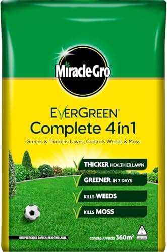 Image of Miracle-Gro Evergreen Complete 4 in 1 Lawn Care 80m² / 200m² / 360m² / 400m² | Feeds Grass, Kills Weeds & Moss, Improves Lawn Health | Multi-Purpose Granular Treatment (360m2)