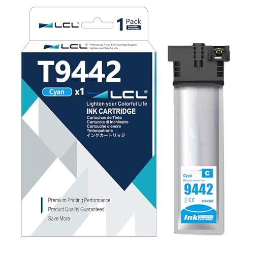 Image of LCL T9442 Cyan High Yield Compatible Ink Cartridge Replacement for Epson T9442 for Epson WorkForce Pro WF-C5210 WF-C5210DW WF-C5290 WF-C5290DW WF-C5710 WF-C5710DWF WF-C5790 WF-C5790DWF (1 Cyan)