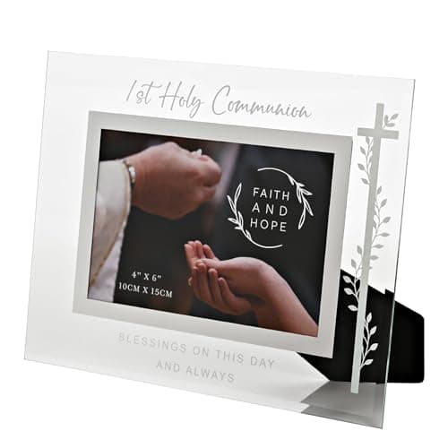 Image of Widdop Faith and Hope Glass Frame First Holy Communion Photo Frame - 4" x 6" - Glass - Religious Commerative Gift Picture Frame