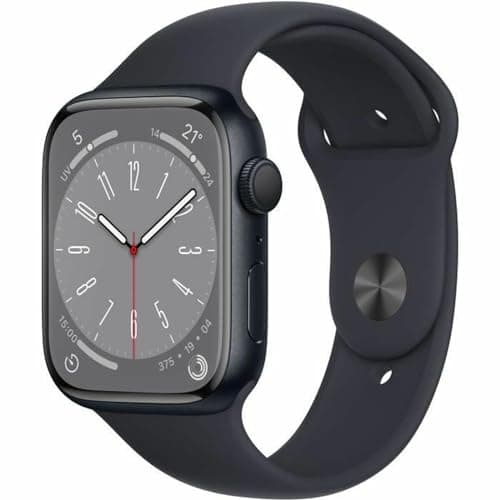 Image of Apple Watch Series 8 (GPS, 45mm) Midnight Aluminum Case with Midnight Sport Band, Regular (Renewed)
