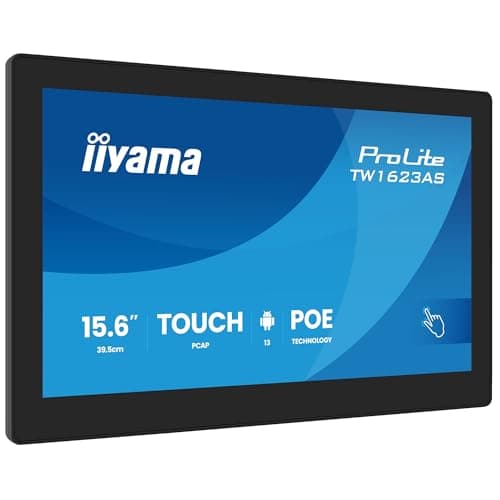 Image of iiyama Prolite TW1623AS-B3P 39.5 cm 15.6 Inch IPS LED Monitor Full HD 10 Point Multitouch Capacitive Android OS HDMI-Out USB 2.0 RJ45 PoE WiFi SD Slot 24/7 6H Anti-Glare Anti-Fingerprint Black