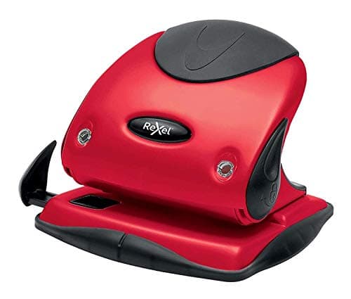 Image of Rexel Choices P225 2 Hole Punch, 25 Sheet Capacity, Paper Alignment Indicator, Metal, Red, 2115692