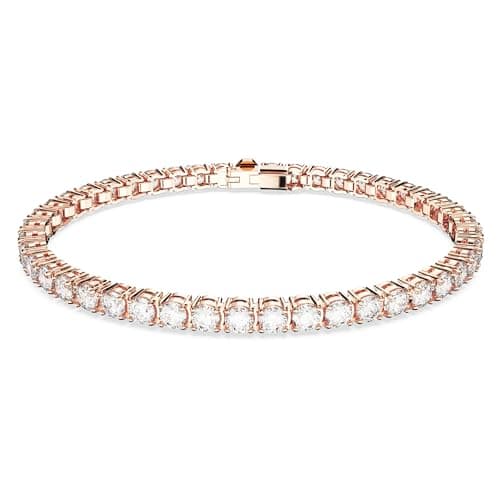 Image of Swarovski Matrix Tennis bracelet, Round cut, White, Rose gold-tone plated
