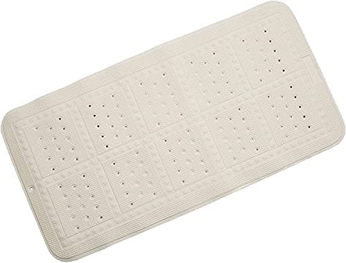 Image of Croydex Bathrooms Non Slip Anti Bacterial Cusioned Vinyl Bath Mat with Secure Grip Suction Cups for Bathroom, Bathtub & Shower, 55cm x 35cm