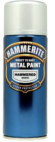 Image of Hammerite Direct to Rust Metal Paint Aerosol Hammered Finish 400ML White