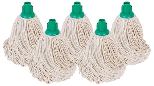 Image of Abbey No.16 Socket Cotton Mop heads Replacement Pack of 5 – Super Absorbent String Mop Universal Screw On Socket - Floor Cleaning Heavy Duty mop head ( Green )