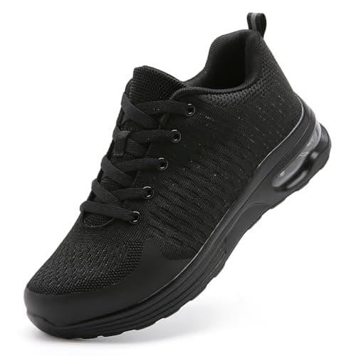 Image of LUPWEE Safety Trainers Slip Resistant Steel Toe Cap Trainers for Men Women, Puncture Proof Safety Shoes Breathable Comfortable Industrial Work Shoes,Black 9