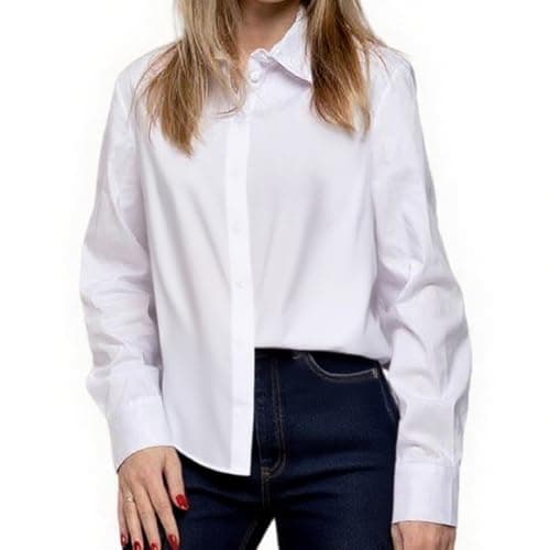 Image of JiaYouLC Girls Long Sleeve Casual School Blouses Classic Plain Shirts for Girls Button Down School Uniform 5-16 Years (UK, Age, 11 Years, 12 Years, Regular, White)