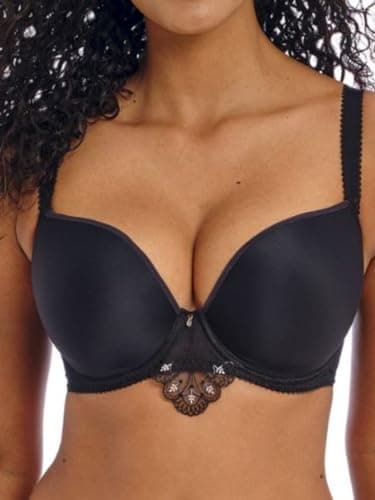 Image of Freya Women's Loveland Underwire Plunge Molded T-Shirt Bra, Opaque, Boudoir Noir, 34E