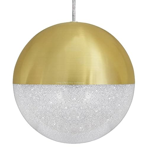 Image of Long Life Lamp Company Gold Glass Globe Pendant Light CCT Natural, Cool, Warm White Glittering Hanging LED Ball Ceiling Chandelier H3109F
