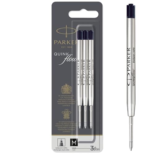 Image of Parker Ballpoint Pen Refills | Medium Point | Black QUINKflow Ink | 3 Count